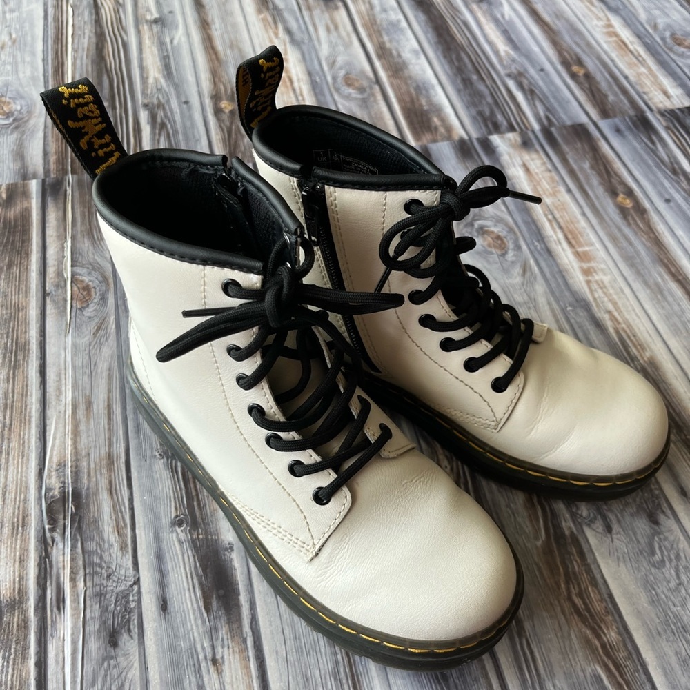 Dr.Martens Kids' Zavala White Combat Lace Up Boot - Picture 8 of 10